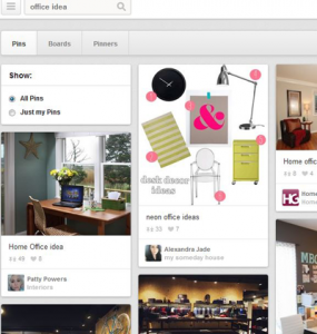 Screenshot of the Pinterest search bar | Fiore Communications