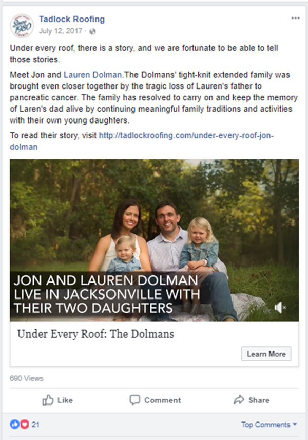 fbpost600pxrecrop Tadlock Facebook post