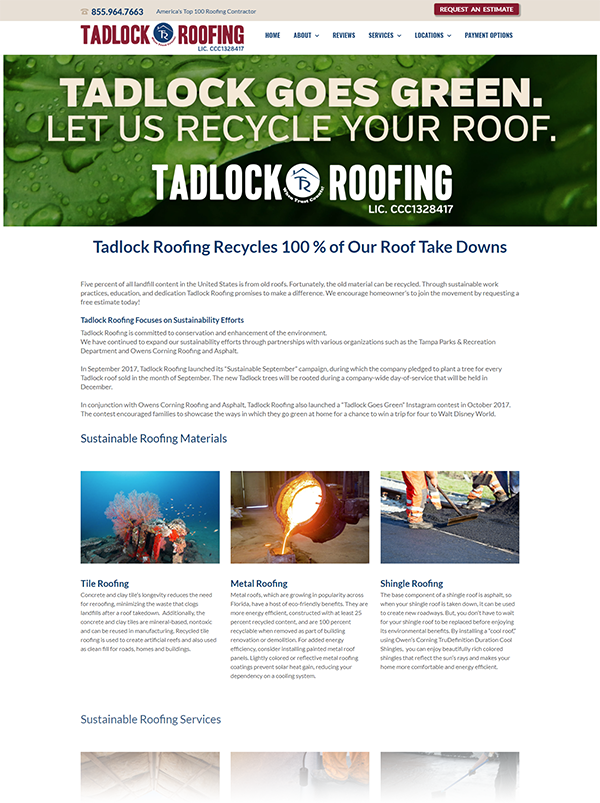 greenwebpage600px Tadlock Roofing green page