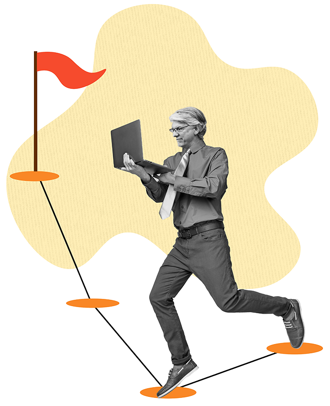 Dave reading blogs on the run